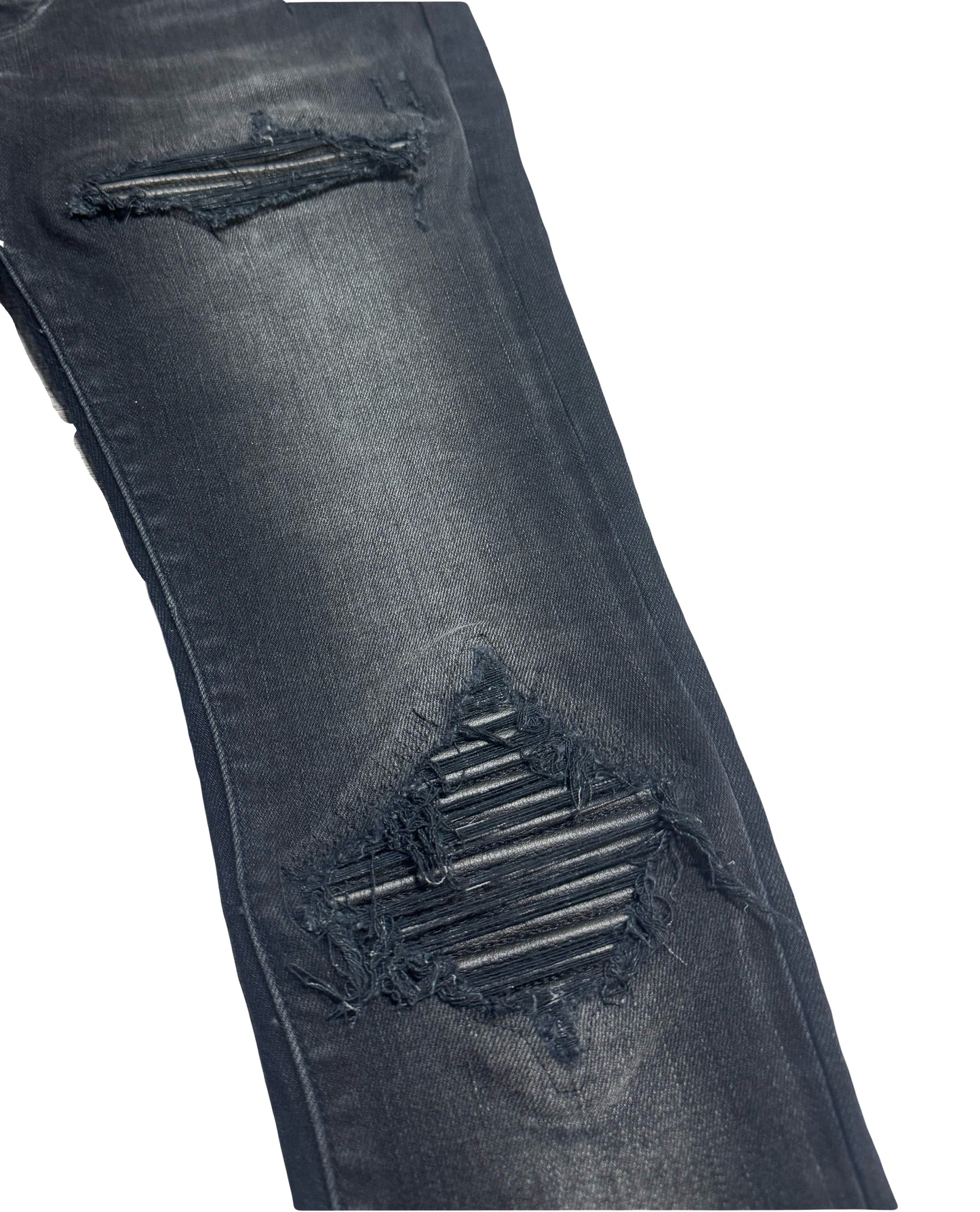 Amiri Jeans MX1 Leather Patch Aged Black