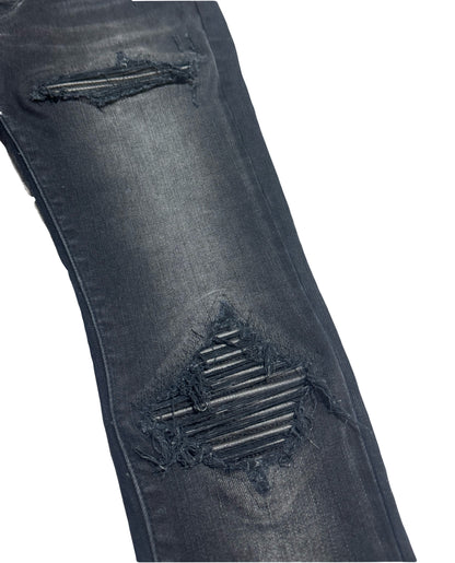 Amiri Jeans MX1 Leather Patch Aged Black