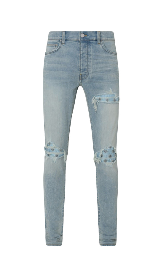 Amiri Jeans MX1 Crystal Starburst Patches Surf Indigo