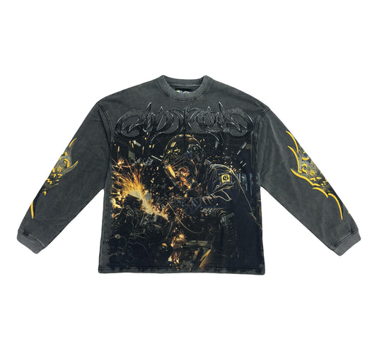Godspeed Steel Sharpens Long Sleeve Grey Wash