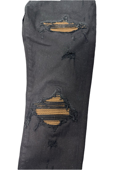 Amiri Jeans Black MX1 Ultrasuede Brown Patch (PREOWNED) Size:31