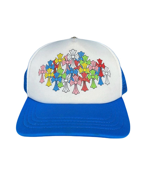 Chrome Hearts Multi Cross Trucker Hat Blue/White