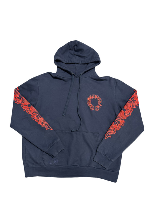Chrome Hearts Horseshoe Hoodie Navy/Red (PREOWNED)