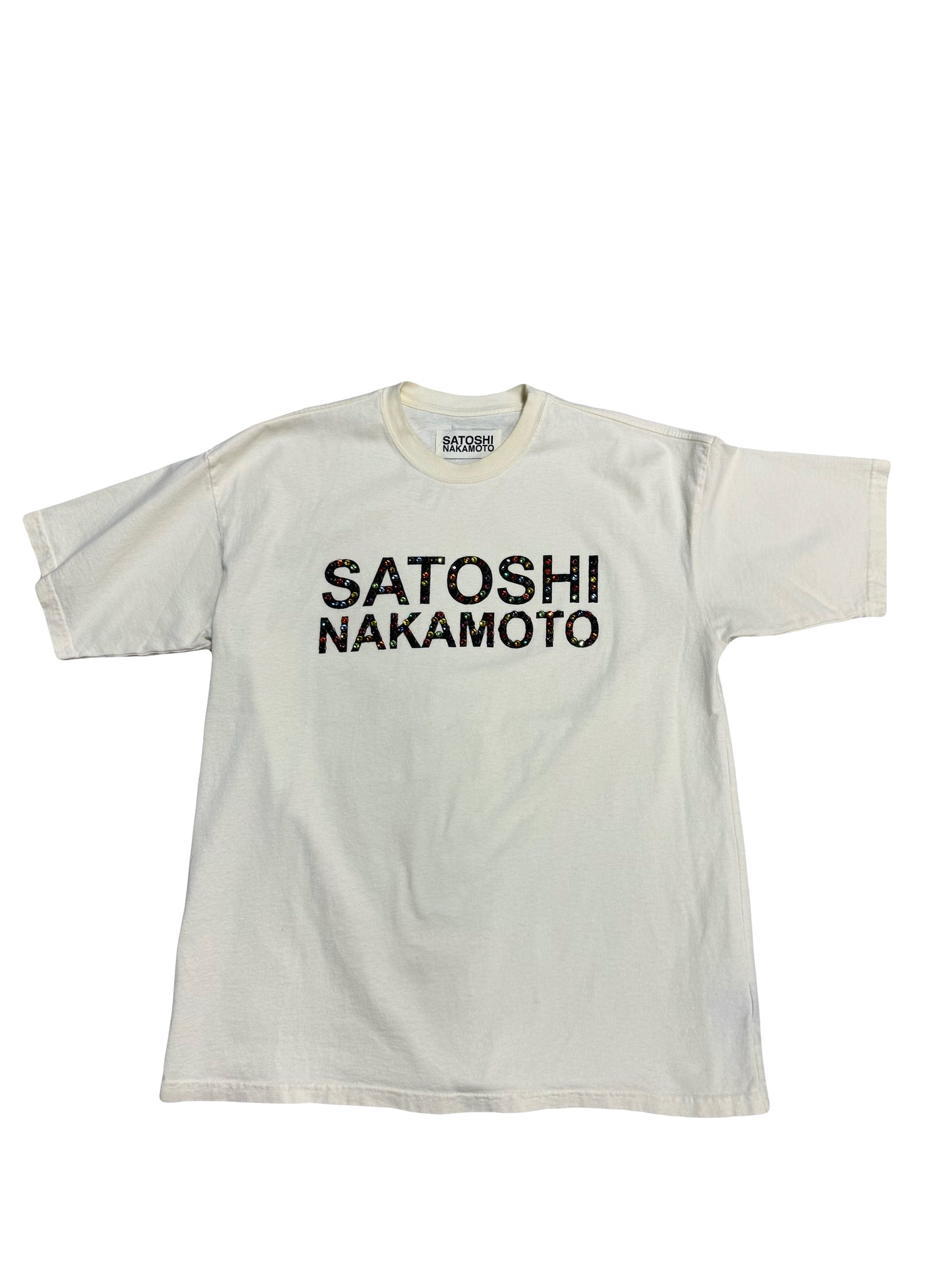 Satoshi Nakamoto Crystal Cut Logo T-Shirt Cream (PREOWNED)