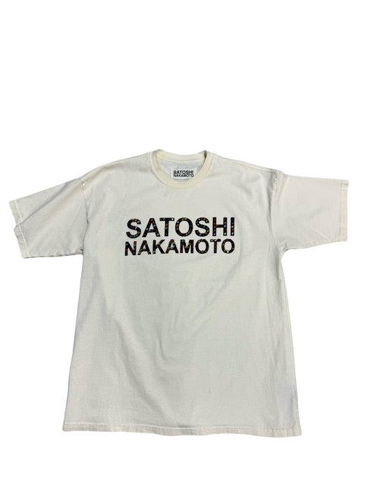 Satoshi Nakamoto Crystal Cut Logo T-Shirt Cream (PREOWNED)