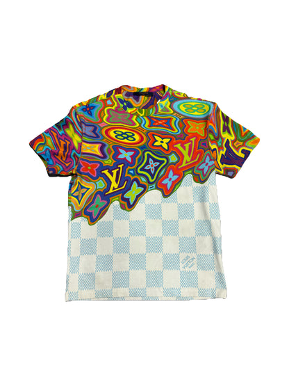 Louis Vuitton Printed Damier Total Pattern T-Shirt Multi Color (PREOWNED)