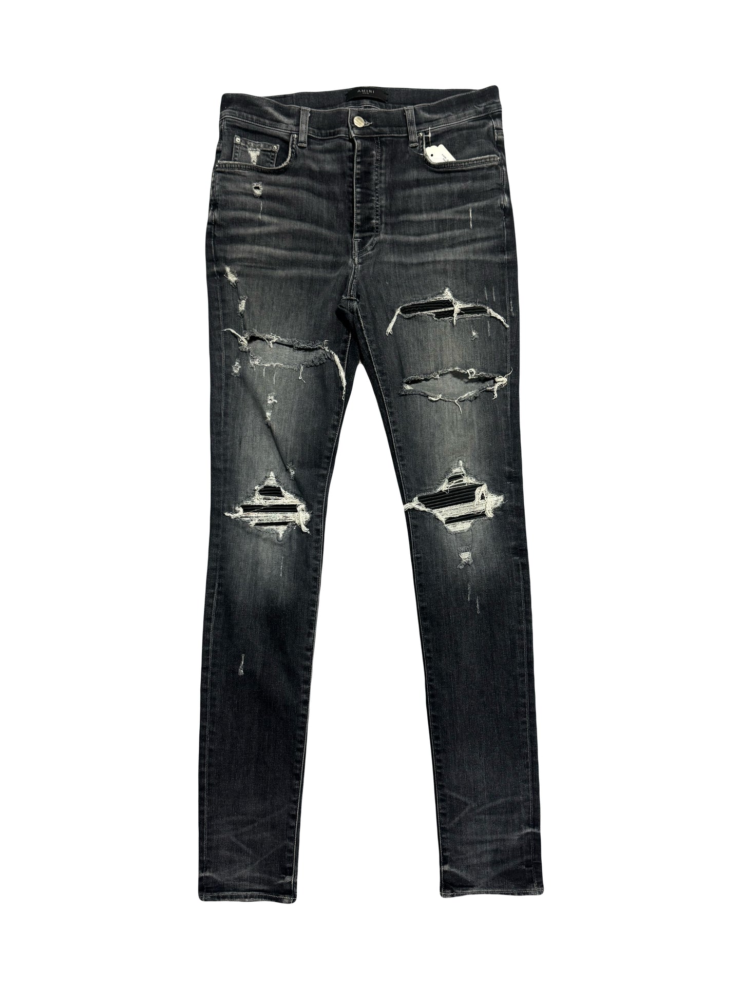 Amiri Jeans MX1 Leather Patch Storm Grey (PREOWNED)