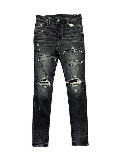 Amiri Jeans MX1 Leather Patch Storm Grey (PREOWNED)