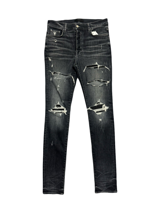 Amiri Jeans MX1 Leather Patch Storm Grey (PREOWNED)