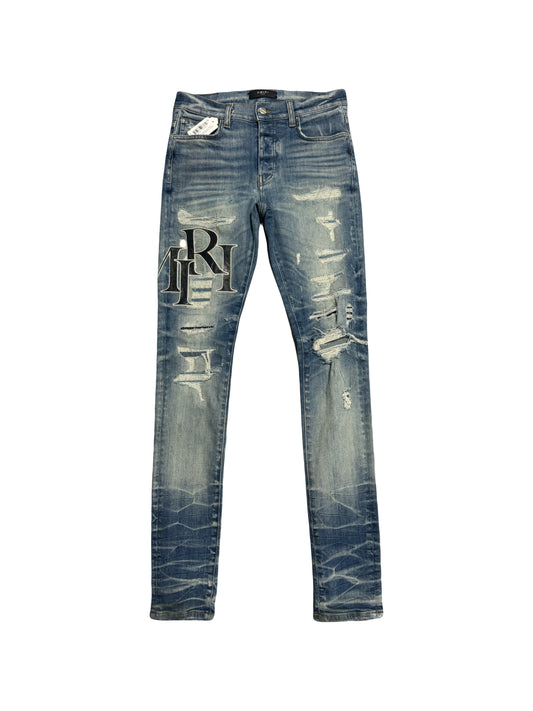 Amiri Jeans Staggered Logo Vintage Indigo (PREOWNED)