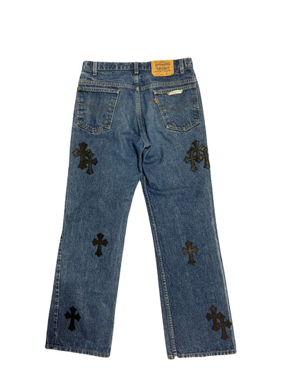 Chrome Hearts Levi Jeans Black Patches (18) (PREOWNED)