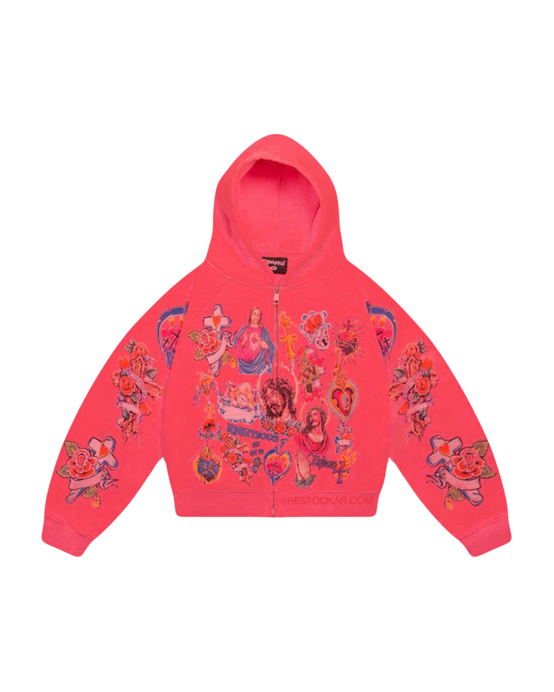 Righteous Risen King Cropped Zip-Up Red