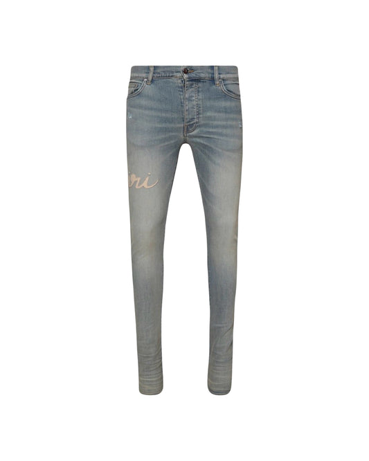 Amiri Jeans Script Logo Antique Indigo