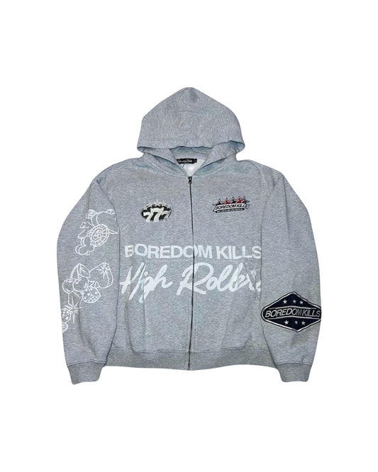 Boredom Kills High Rollers Zip-Up Grey