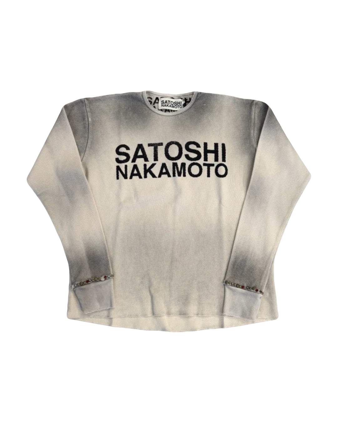 Satoshi Nakamoto Logo Thermal W/Studs Long Sleeve Dirty White