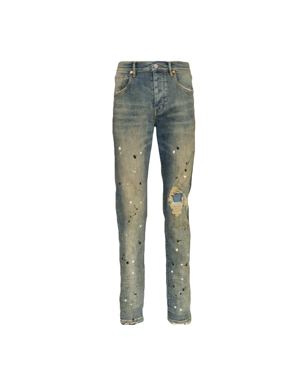 Purple Jeans Mid Indigo Destroy Painted