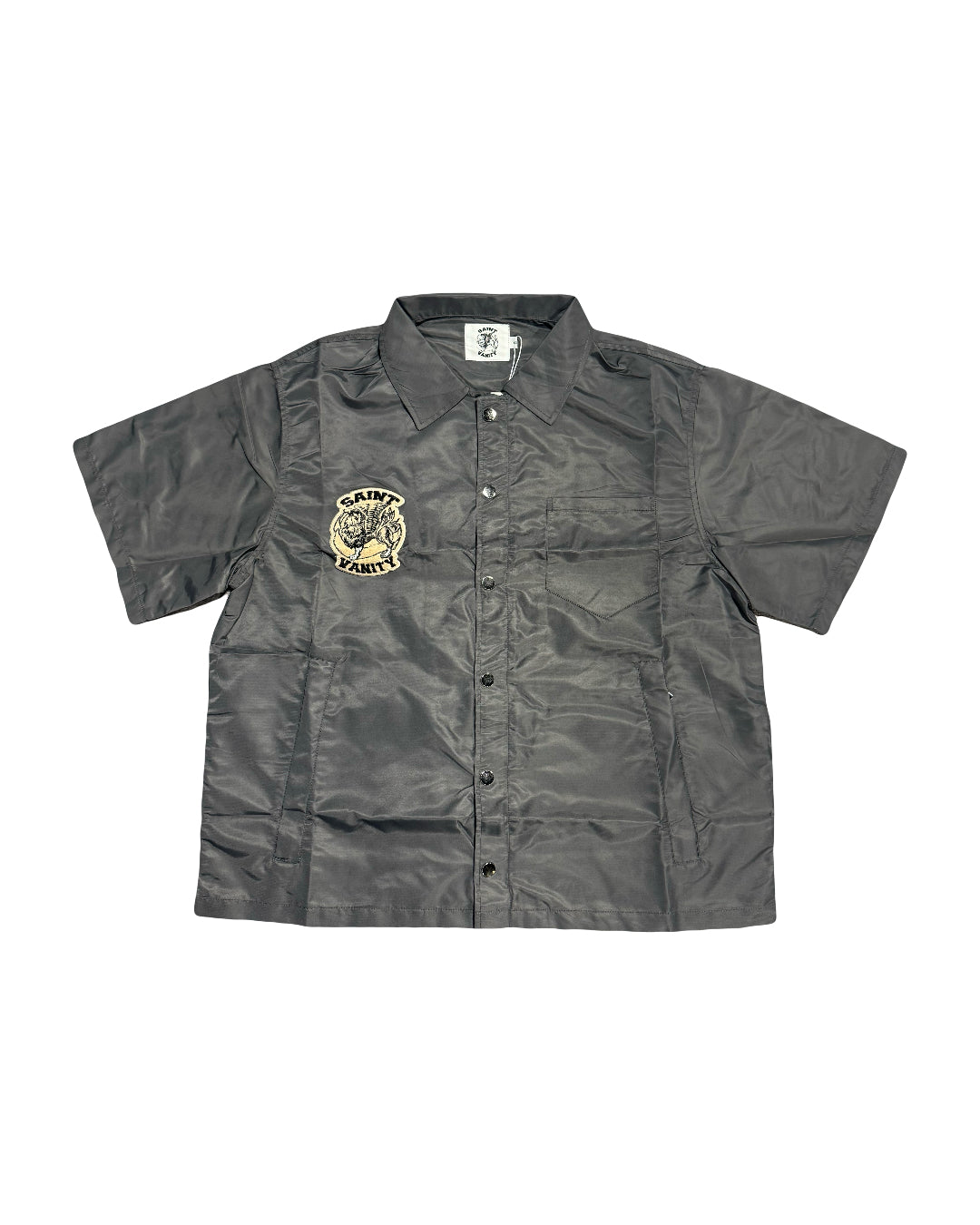 Saint Vanity Nylon Button Zip-Up Tee Shadow Grey