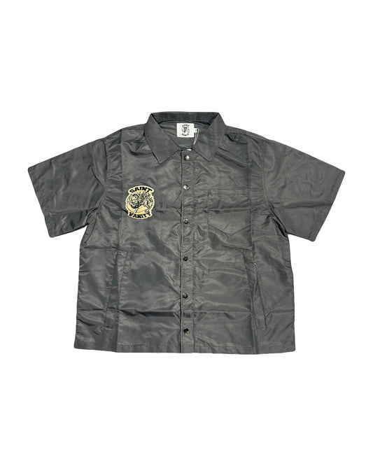 Saint Vanity Nylon Button Zip-Up Tee Shadow Grey