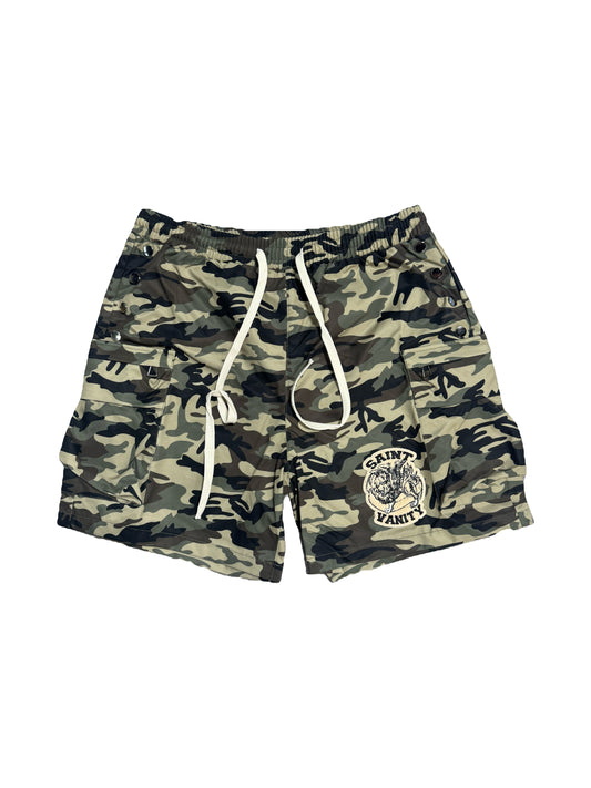 Saint Vanity Cargo Nylon Shorts Summer Camo