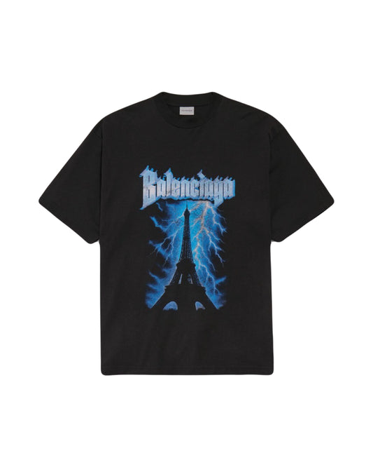 Balenciaga Paris Thunderstorm T-Shirt Black
