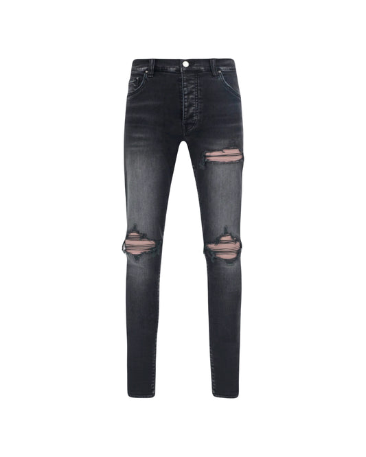 Amiri Jeans MX1 Ultrasuede Pink Patch Storm Black