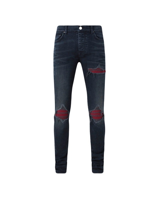 Amiri Jeans MX1 Ultrasuede Red Patch Midnight Indigo