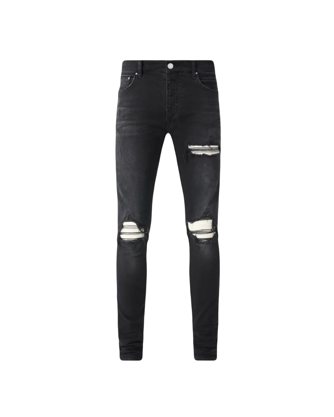 Amiri Jeans MX1 Ultrasuede White Patch Vintage Black