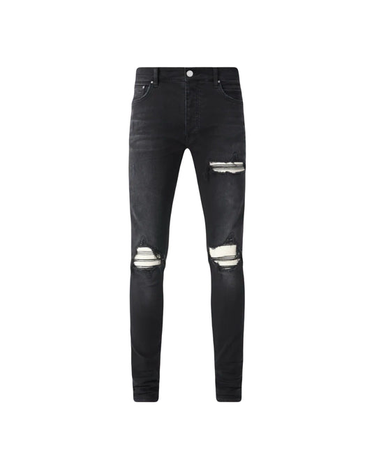 Amiri Jeans MX1 Ultrasuede White Patch Vintage Black