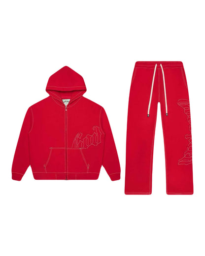 Godspeed OG Logo Stitched Sweatsuit Red