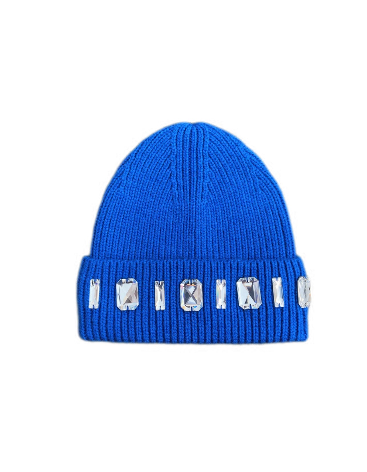 Louis Crown Rhinestone Beanie Royal Blue