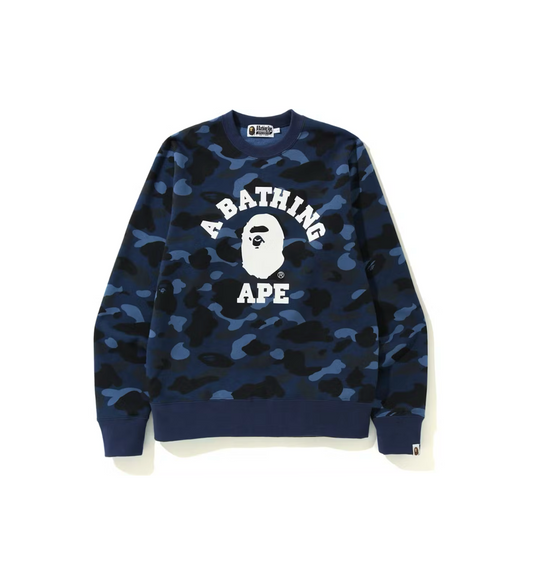 Bape Color Camo College Crewneck Blue