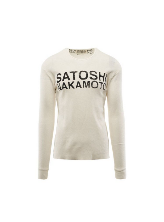 Satoshi Nakamoto Logo Thermal Long Sleeve Vintage White