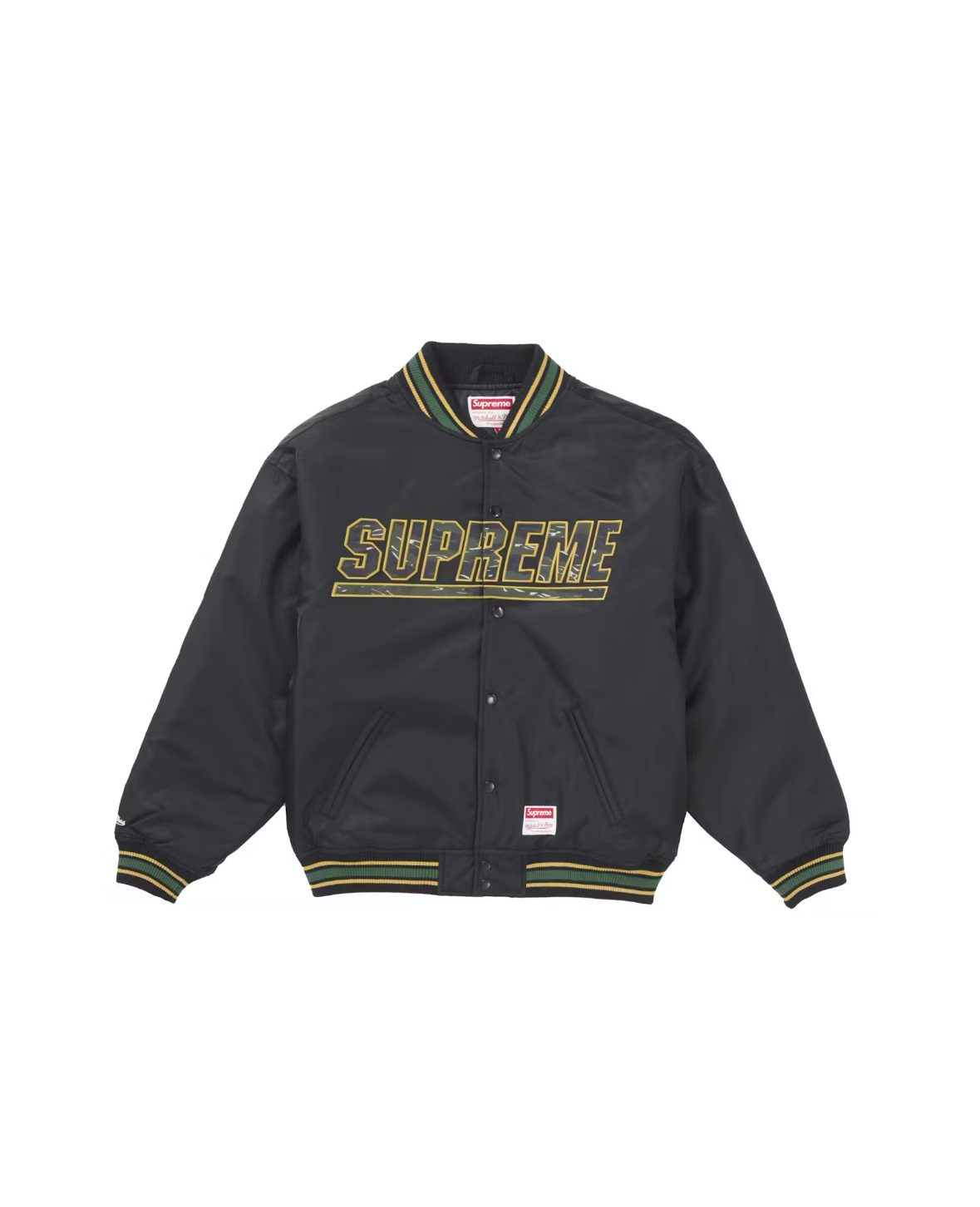 Supreme Mitchell & Ness Camo Logo Varsity Jacket Black