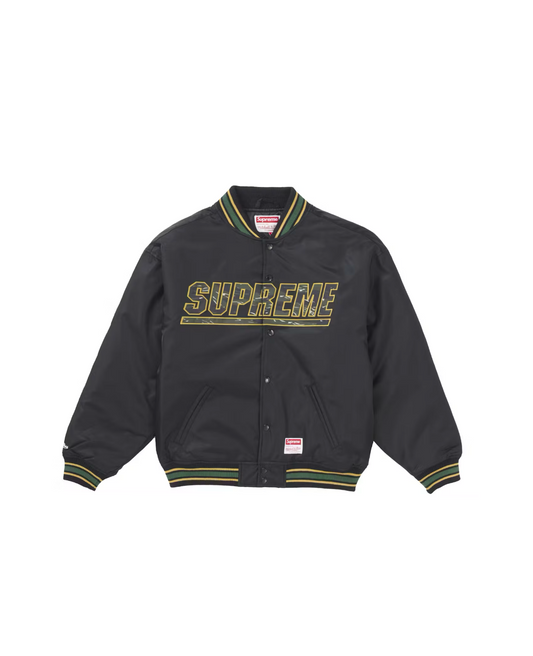 Supreme Mitchell & Ness Camo Logo Varsity Jacket Black