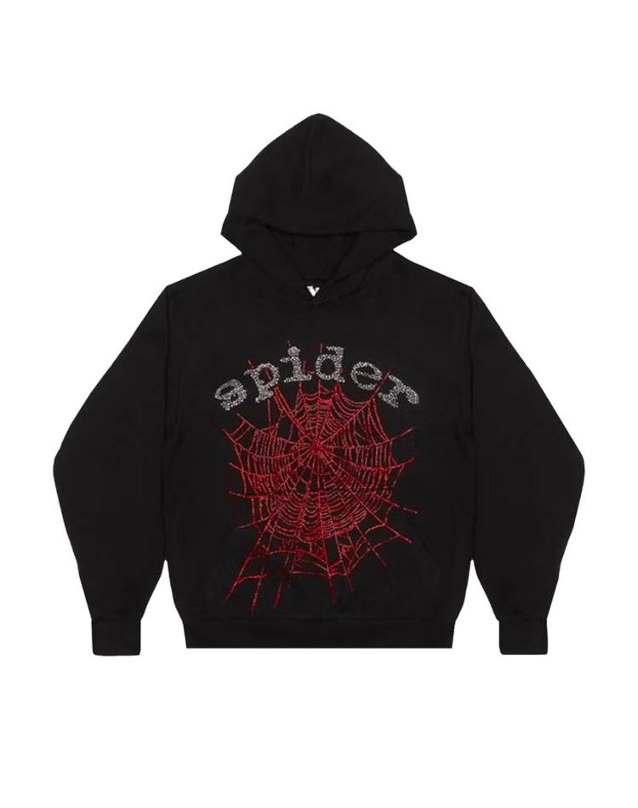 Sp5der Rhinestone OG Web V2 Hoodie Black