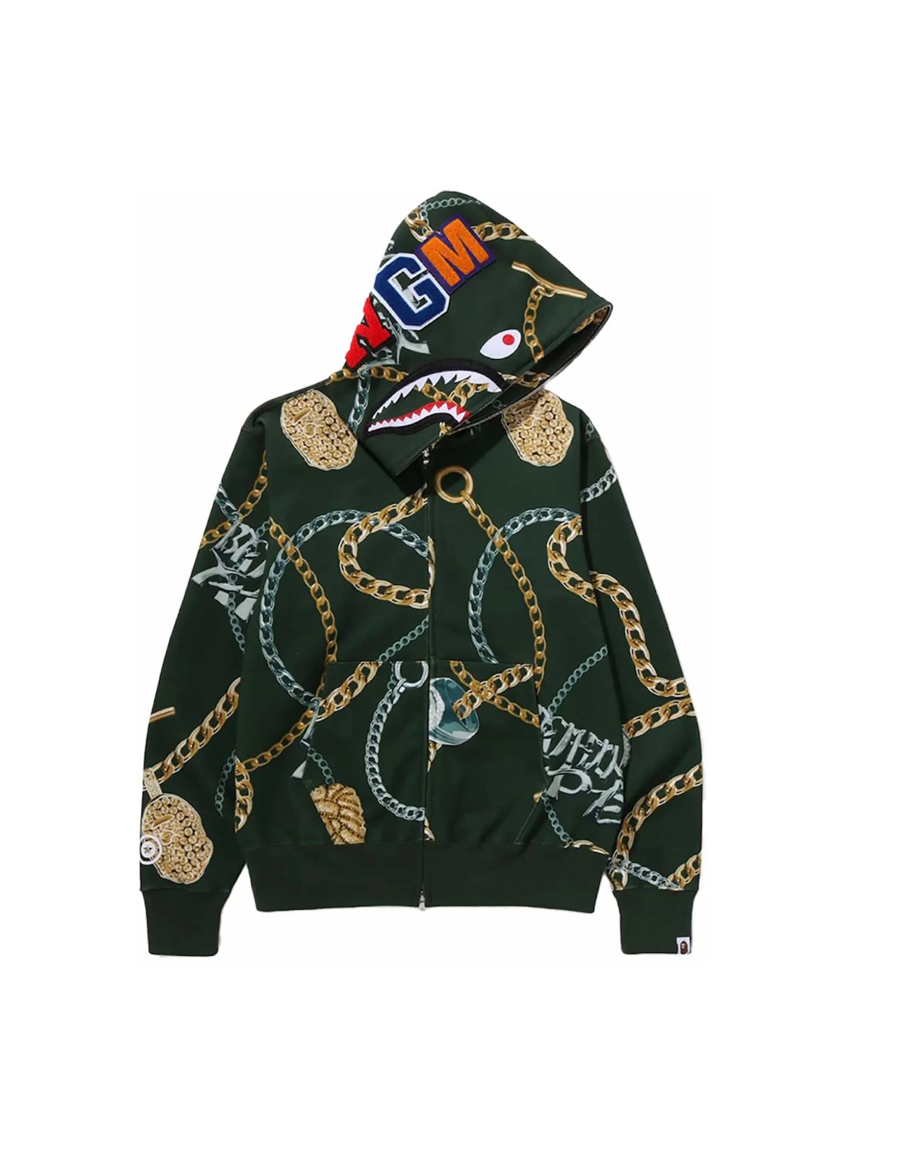 Bape Jewels Shark Full Zip Up Green