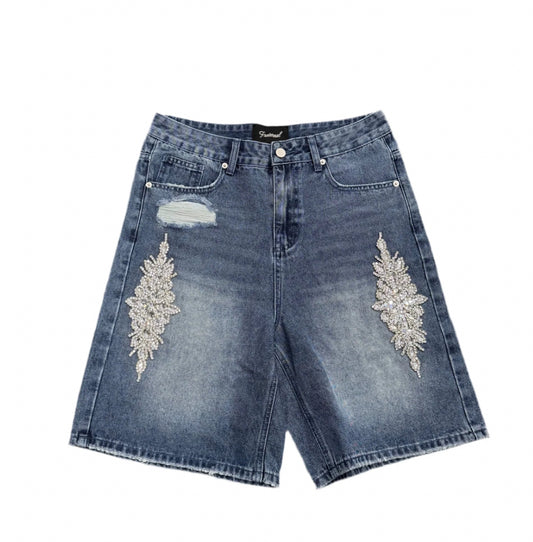 Fraternal Dagger Jean Shorts Blue