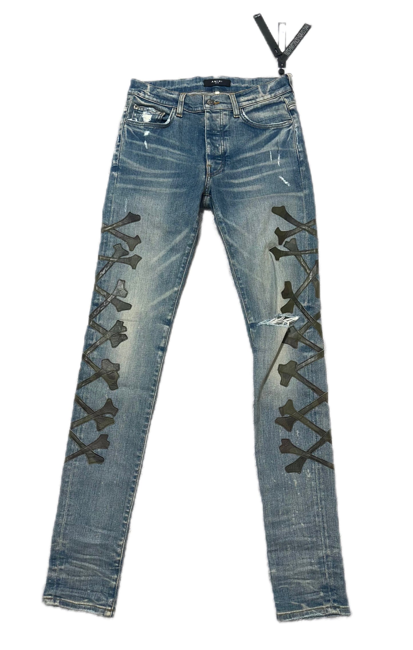 Amiri Jeans Bones Camo Clay Indigo