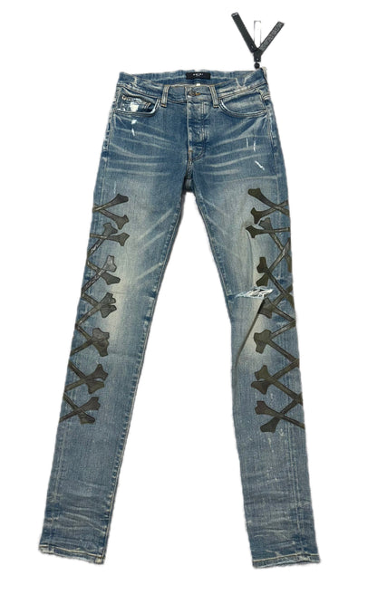 Amiri Jeans Bones Camo Clay Indigo