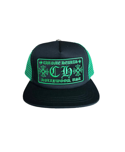Chrome Hearts CH Hollywood Trucker Hat Black/Green