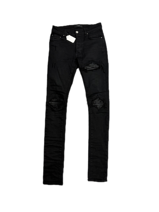 Amiri Jeans MX1 Black On Black Leather Patch (PREOWNED)