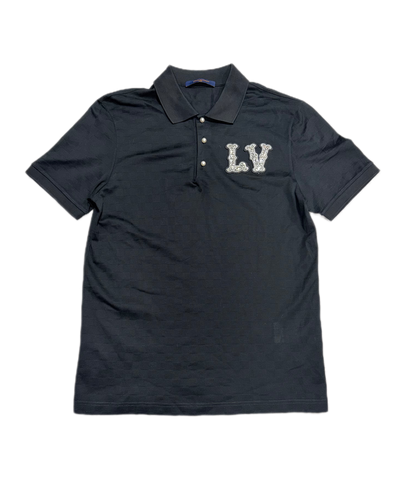 Louis Vuitton Pique Polo With Embroidered LV Patch T-Shirt Black (PREOWNED)