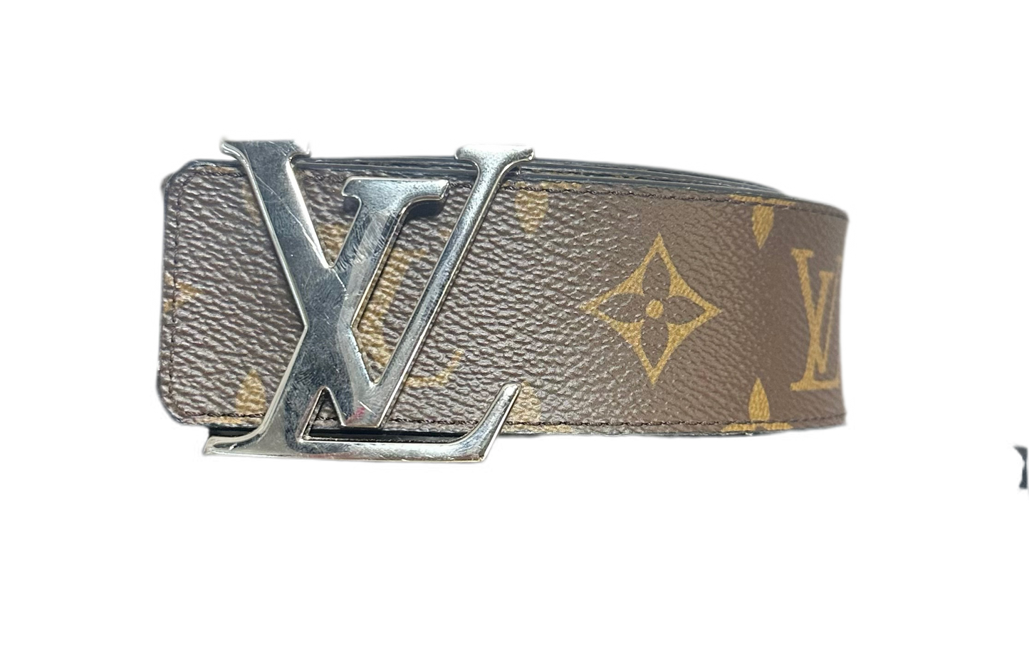 Louis Vuitton Belt Brown Monogram Silver LV Buckle (Preowned)