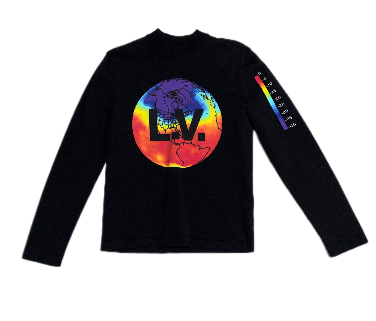 Louis Vuitton Printed Intarsia Globe Long Sleeve Black (PREOWNED)