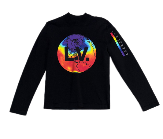 Louis Vuitton Printed Intarsia Globe Long Sleeve Black (PREOWNED)
