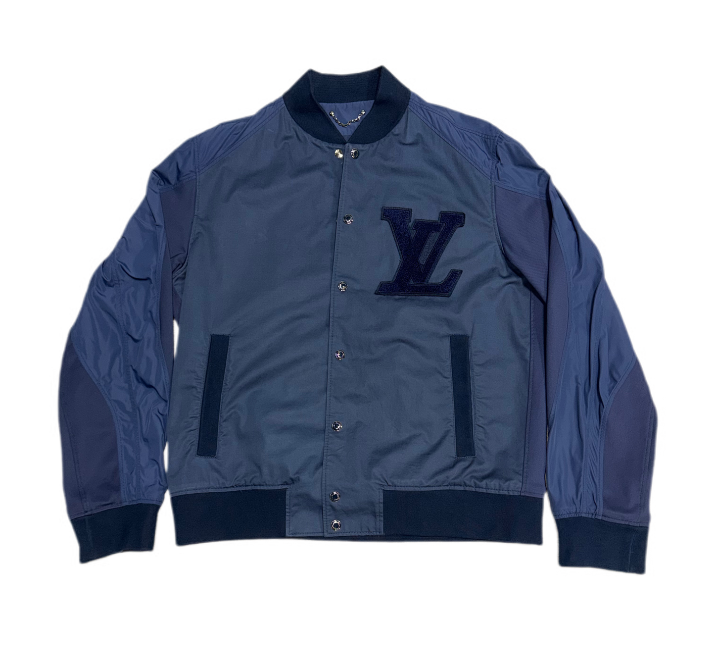 Louis Vuitton Jacket Blue Monogram Logo Bomber Navy (PREOWNED)