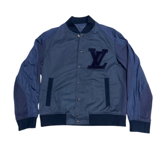 Louis Vuitton Jacket Blue Monogram Logo Bomber Navy (PREOWNED)