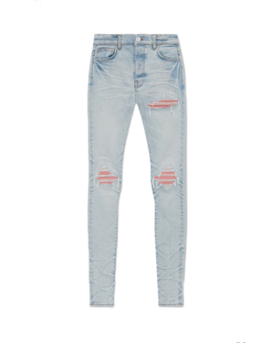 Amiri Jeans MX1 Suede Peach Patch Medium Indigo
