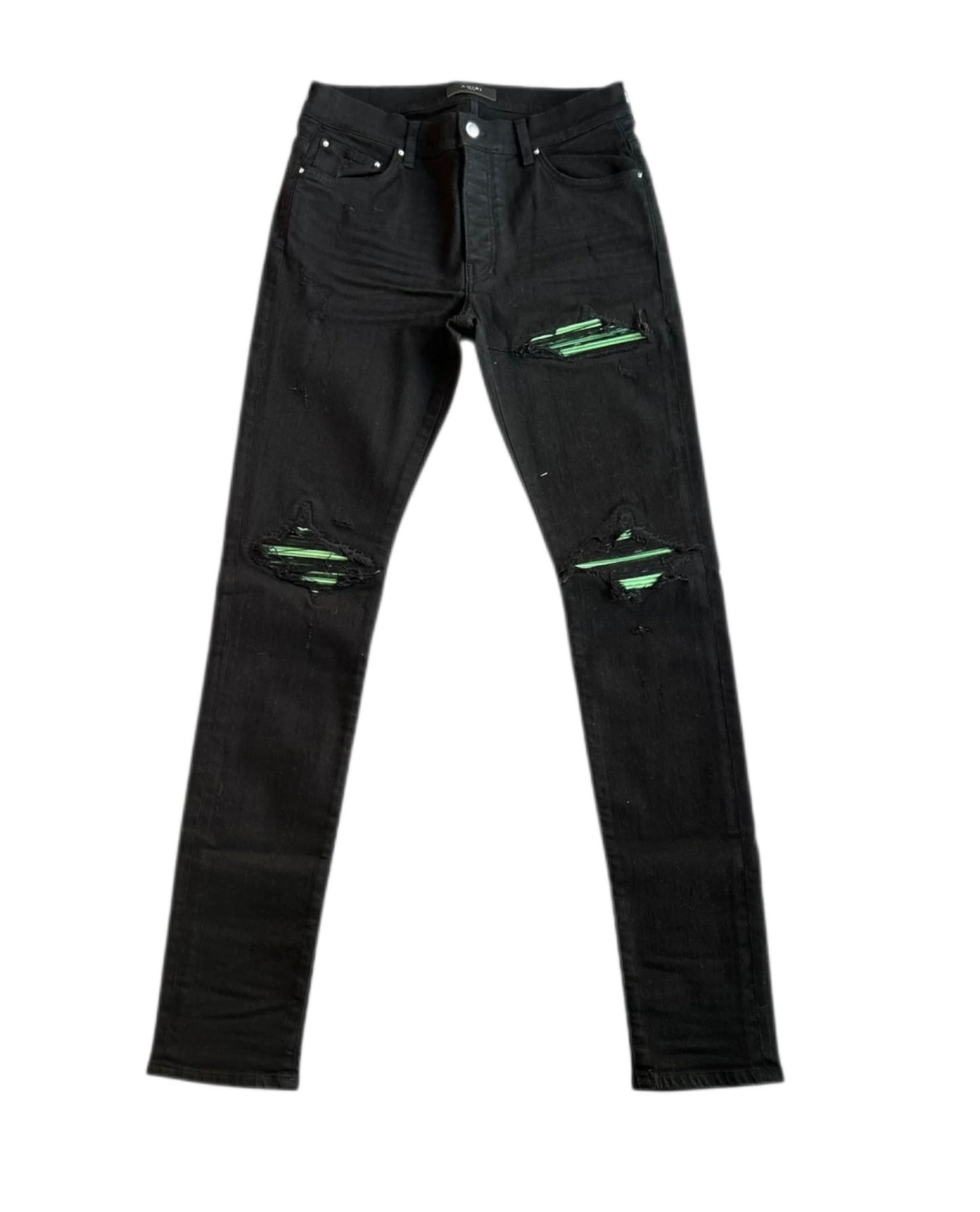 Amiri Jeans MX1 Green Patch Black