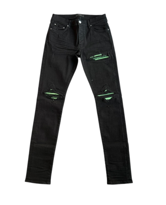 Amiri Jeans MX1 Green Patch Black